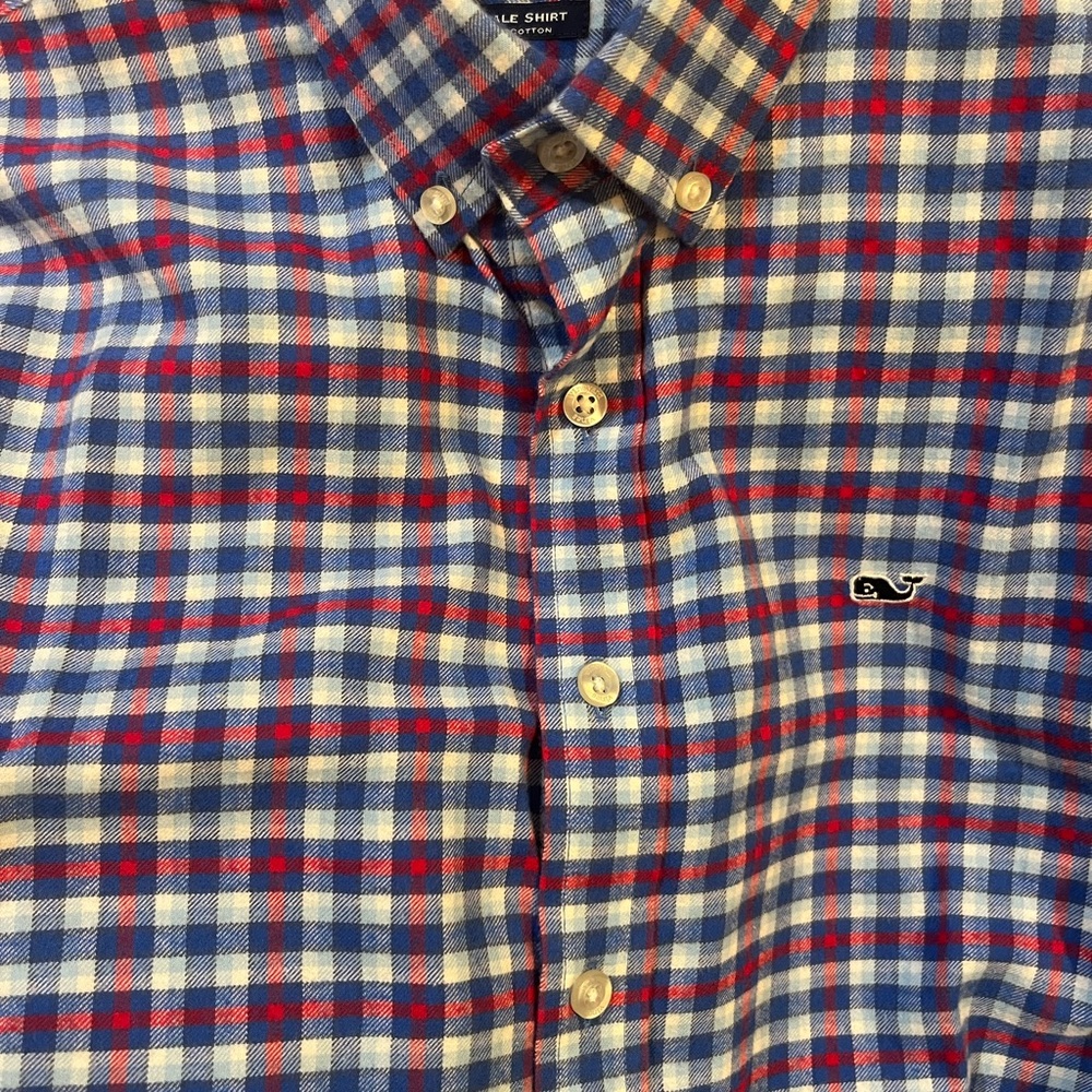 Vineyard Vines Men's Classic Blue and Red Check Shirt